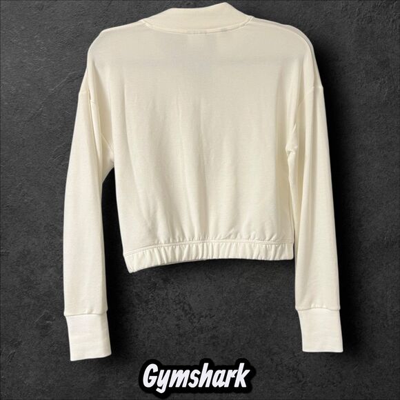 Preowned Gymshark Cropped Half-Zip Sweatshirt – Off White – Small - Picture 8 of 9